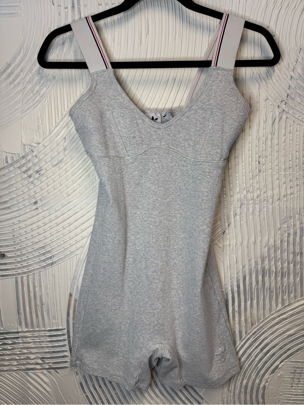 Adidas Originals Women’s Small Gray Ribbed Romper Playsuit Trefoil